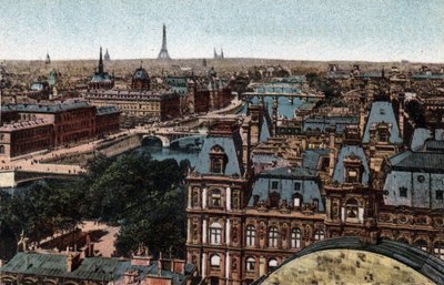 パリ：エッフェル塔を背景にしたセーヌ川のHuits橋のパノラマ。1920年、パリ市の「芸術アルバム」に掲載された写真。個人蔵。 作： Anonymous Anonymous