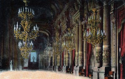 パリ：オペラガルニエの大ホワイエの風景。パリ市の「芸術アルバム」に掲載されている1920年の写真。個人蔵。 作： Anonymous Anonymous