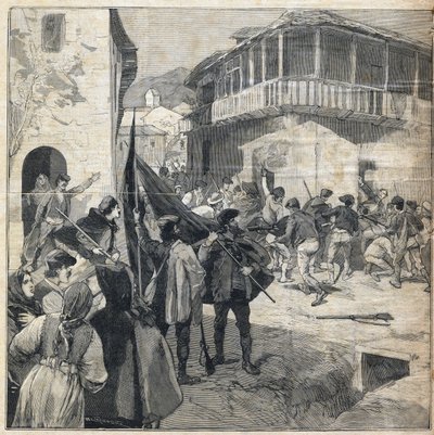 シチリア島での農民の反乱。1893年12月31日の「Le Petit Parisien」に掲載された版画。 作： Anonymous Anonymous