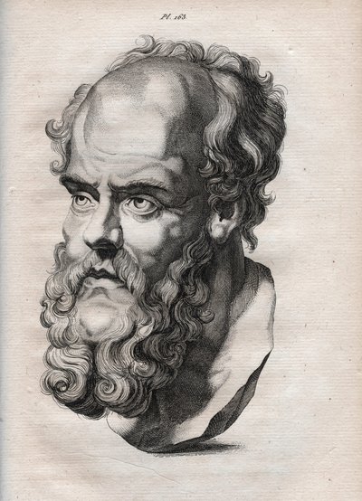 人相学 - Physiognomony - ギリシャの哲学者ソクラテス（紀元前469年頃～紀元前399年頃）（Bust of Socrates (ca 469 BC-399 BC), Athenian philosopher）の1808年の彫刻（Johann Gaspar (Gaspard) Lavater (1841-1801)の「The art of knowing men through physiognomy（人相学で人を知る術）」の中のもの） -。 作： Anonymous Anonymous