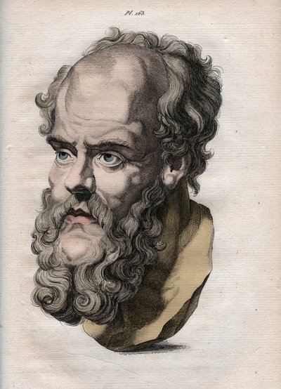 人相学 - Physiognomony - ギリシャの哲学者ソクラテス（紀元前469年頃～紀元前399年頃）（Bust of Socrates (ca 469 BC-399 BC), Athenian philosopher）の1808年の彫刻（Johann Gaspar (Gaspard) Lavater (1841-1801)の「The art of knowing men through physiognomy（人相学で人を知る術）」の中のもの） -。 作： Anonymous Anonymous