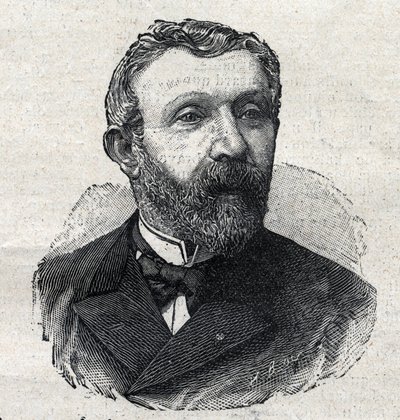 フランスの文学史家、ジャーナリスト、政治家であるアルフレッド・メジエール（1826-1915）の肖像。"Le Petit Parisien "に掲載された版画 作： Anonymous Anonymous