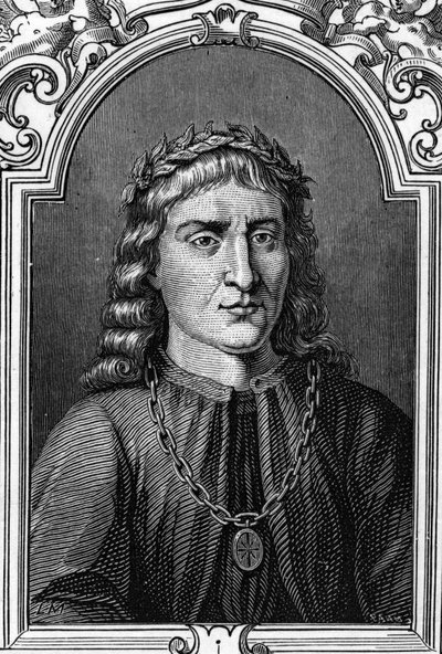 イタリアの画家、アンドレア・マンテーニャ（1431-1506）の肖像。1859年、アルマンドーによる「ヨーロッパの画廊-イタリア」に掲載された版画。個人蔵。 作： Anonymous Anonymous