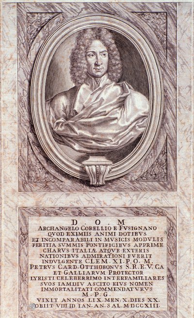 アルカンジェロ・コレッリ（1653-1713）の肖像 イタリアの作曲家・ヴァイオリニスト エングレービング18世紀、ミラノの個人コレクション 作： Anonymous Anonymous