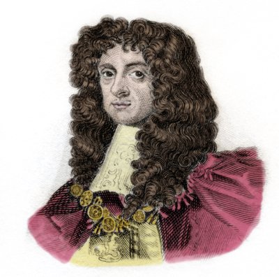 チャールズ2世（1630-1685）イングランド王の肖像 19世紀のエングレーヴィング。ミラネーゼ 作： Anonymous Anonymous