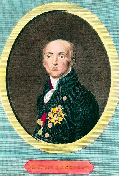 フランスの博物学者エティエンヌ・ドゥ・ラ・ヴィル（ラスペード伯爵）（1756-1825）の肖像。アノニマス・エングレーヴィング 作： Anonymous Anonymous