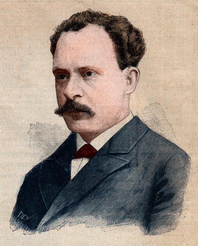 爆発物を専門とする化学者、ユージン・ターパン（1848-1927）の肖像。1891年の「Le petit Parisien」誌に掲載された版画。個人蔵。 作： Anonymous Anonymous