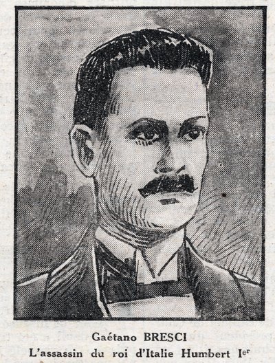 ハンバート1世（ウンベルト1世）を殺害したイタリアのアナキスト、ガエターノ・ブレシ（1869-1901）のポートレート 作： Anonymous Anonymous