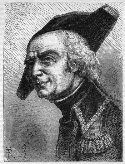 リュック・シメオン・オーギュスト・ダゴベール将軍（1736-1794）の肖像。アドルフ・ティエール著『フランス革命史』（1866年）に掲載された版画。個人蔵。 作： Anonymous Anonymous