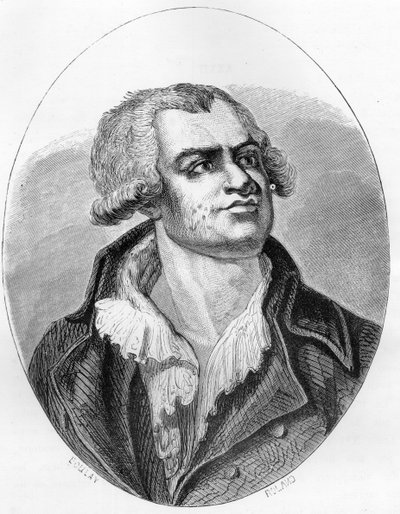 Georges Danton (1759 - 1794) 弁士・政治家の肖像 - Dupray de La Maherie著『赤い本-フランスにおけるエシャフォーの歴史』の1863年のエングレーヴィング。個人蔵。 作： Anonymous Anonymous