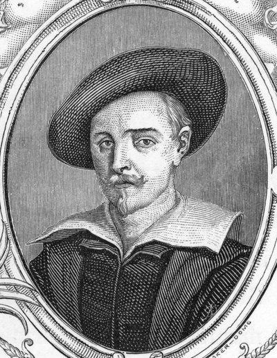 グイド・レーニ（1575-1642）の肖像。イタリアの画家。1859年、アルマンゴーの「ヨーロッパの画廊-イタリア」に掲載された版画。個人蔵。 作： Anonymous Anonymous