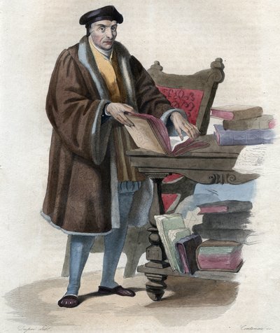 フランスの学者ギヨーム・ブデ（Budee）（Budaeus）（1467-1540）の肖像。Edmond Mennechetの「Le Plutarque Français」からの挿絵 作： Anonymous Anonymous