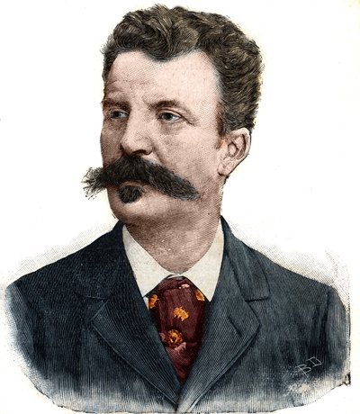 Guy de Maupassant (1850-1893) フランスの作家の肖像。Le Peute Parisien "に掲載された版画 作： Anonymous Anonymous