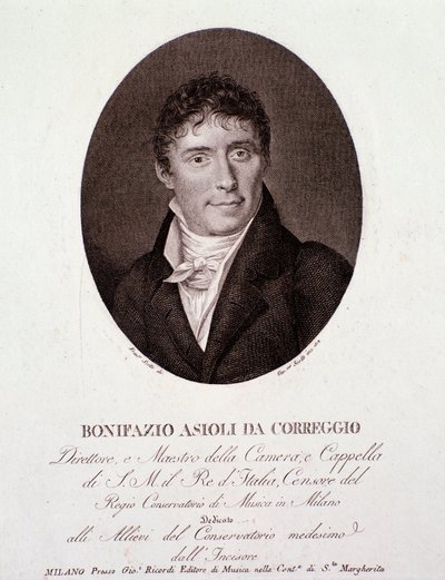 イタリアの作曲家ボニファツィオ・アシオリ（1769-1832）の肖像 エングレーヴィング。19世紀個人蔵 作： Anonymous Anonymous