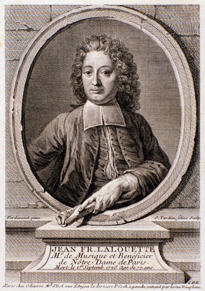 ジャン・フランソワ・ラルーエット（1651-1728）の肖像 イギリスの作曲家・演出家 エングレーヴィング。18世紀ミラノの個人コレクション 作： Anonymous Anonymous