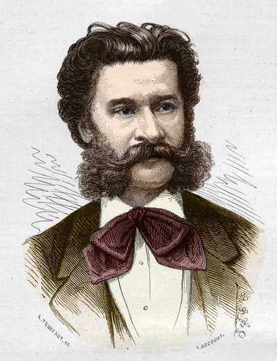 オーストリアの音楽家、ヨハンIIシュトラウス・ジュニア（1825-1899）の肖像。 作： Anonymous Anonymous