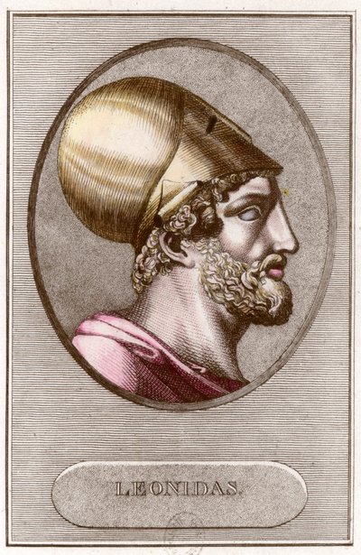 スパルタ王レオニダス1世の肖像（～491年、～480年）。エングレーヴィング。個人蔵。 作： Anonymous Anonymous