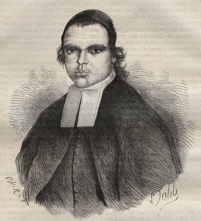 強姦と殺人の容疑をかけられた宗教フレール・レオタードのルイ・ボナファスの肖像。1850年1月27日、トゥーロンのバグネで死去。ピエール・ザッコーネ（1817-1895）による「Histoire des bagnes depuis leur création à nos jours」（1877年）に掲載された版画（コロニア・ペナーレ-ペ 作： Anonymous Anonymous