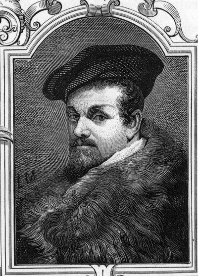 イタリアの画家、ピエール・フランチェスコ・マズッケーリ（1573-1626）の肖像。1859年、アルマンドーの「ヨーロッパの画廊-イタリア」に掲載された版画。個人蔵。 作： Anonymous Anonymous