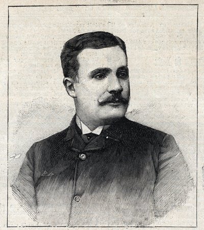 フランスの作家、ピエール・ドゥクルセル（1856-1926）の肖像。"Le Petro Parisien "に掲載されたエングレーヴィング 作： Anonymous Anonymous