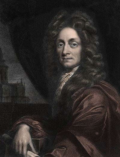 イギリスの建築家、クリストファー・レン卿（1632-1723）の肖像。 作： Anonymous Anonymous