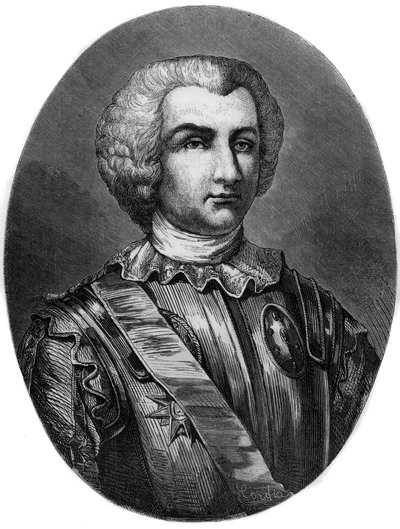 Thomas Arthur (1702-66) Earl of Lallyの肖像 - アイルランド出身のフランス人将軍であるThomas Arthur Marquis, Baron de Tollendal, Earl of Lally (1702-1766)の肖像 - Dupray deによる "The Red Book - History Of The Scaffold in France "に掲載された1863年のエングレーヴィング。 作： Anonymous Anonymous