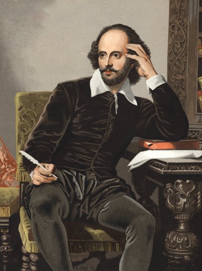 William Shakespeare (1564-1616) の肖像。バルセロナ 1877年（彫刻）。 作： Anonymous Anonymous
