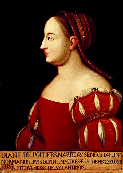 フランス王アンリ2世の寵愛を受けたヴァレンティノワ公爵夫人ダイアナ・ド・ポワチエ（1499-1566）の肖像 作： Anonymous Anonymous