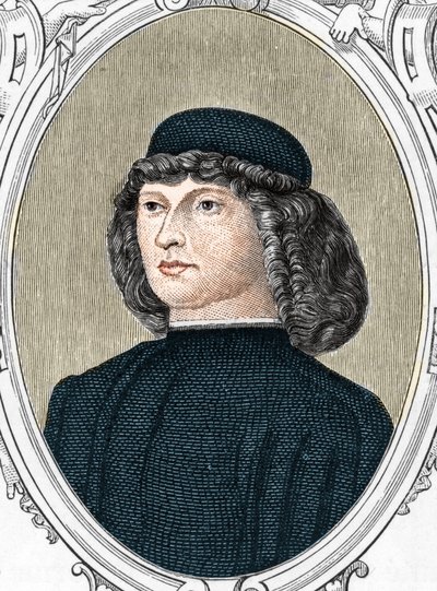 イタリアの画家ジョヴァンニ・ベリーニ（1425/1433-1516）の肖像、1859年にアルマンドーが「ヨーロッパの画廊-イタリア」に掲載した版画。個人蔵。 作： Anonymous Anonymous