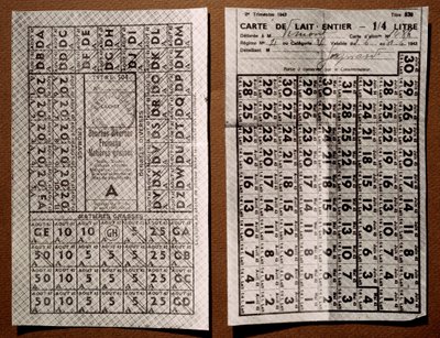 第二次世界大戦のフランス敗戦後の配給券。牛乳の分布図 作： Anonymous Anonymous