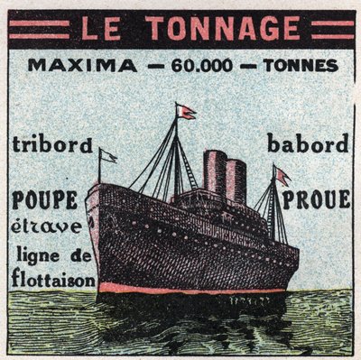 船と船：トン数1925年の匿名のイラスト。個人蔵。 作： Anonymous Anonymous