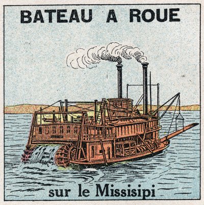 船と船：ミシシッピ川のホイールボート。1925年の匿名のイラスト。個人蔵。 作： Anonymous Anonymous