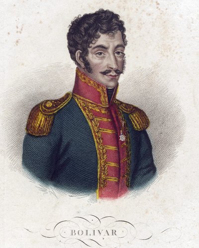 シモン・ボリバル (1783-1830) - 匿名 - 1825 - エッチング、水彩 - 16,6x12 - 個人蔵 作： Anonymous Anonymous