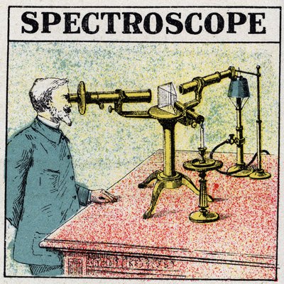 分光分析：分光器。1925年の匿名のイラスト。個人蔵。 作： Anonymous Anonymous