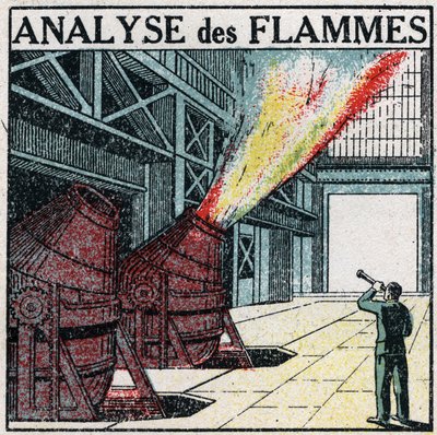 スペクトル分析：炎の分析。1925年の匿名のイラスト。個人蔵。 作： Anonymous Anonymous