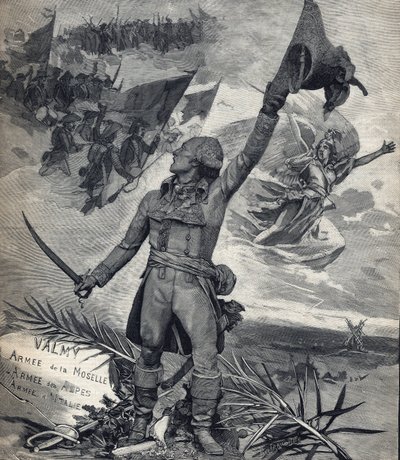 フランソワ・クリストフ・ケラーマン将軍（1735-1820）ヴァルミーの戦い（1792年9月20日）の勝者であるフランスの将軍の像。"国家万歳!".1892年9月14日付「Le petit parisien」誌に掲載されたエングレーヴィング。プライベート・コレクション 作： Anonymous Anonymous