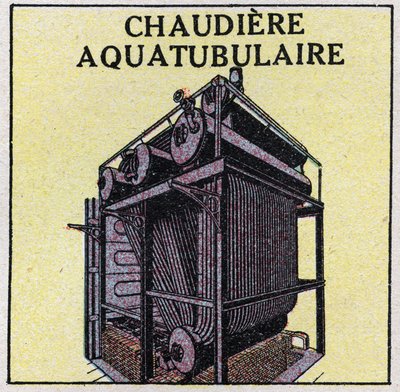 蒸気発生器：水管式ボイラ。1925年の匿名のイラスト。個人蔵。 作： Anonymous Anonymous