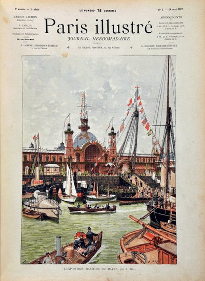 1887年に開催されたハーブルの国際海事博覧会。1887年の "Paris-Illustrous journal weekly "に掲載された版画。 作： Anonymous Anonymous