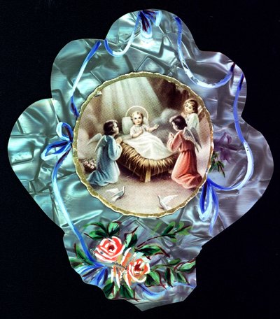 The Nativite.天使を囲む幼いイエス 敬虔なイメージデンテレのポストカード。個人蔵 作： Anonymous Anonymous