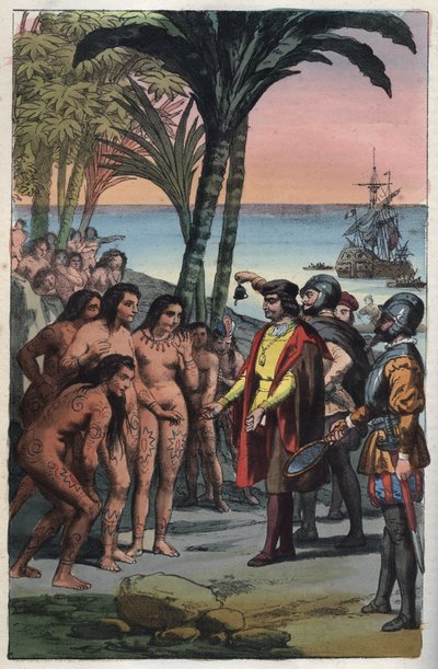 探検家クリストファー・コロンブス（1451-1506）のアメリカ到着について 作： Anonymous Anonymous
