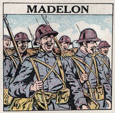 音楽の効果：フランスの歌「ラ・マデロン」は軍隊に勇気を与える。1925年の匿名のイラスト。個人蔵。 作： Anonymous Anonymous