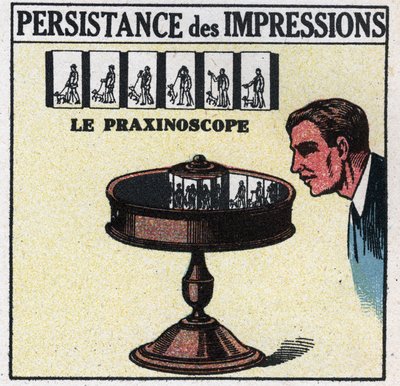 目：印象の持続性。プラクシノスコープ。1925年の匿名のイラスト。個人蔵。 作： Anonymous Anonymous