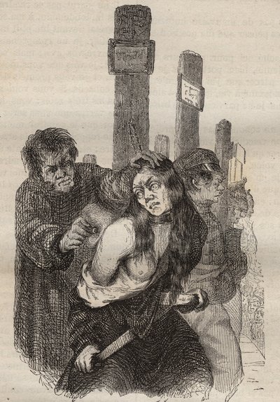 19世紀のロシュフォールのバッグンのマーク。ピエール・ザッコーネ（1817-1895）の「Histoire des bagnes depuis leur création à nos jours」（1877年）に掲載されている版画（Colonia Penale - Penal colony）。個人蔵。 作： Anonymous Anonymous