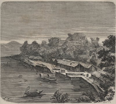 19世紀、カイエン（仏領ギアナ）のサン・ローラン刑務官（Penicitencier Saint-Laurent）。ピエール・ザッコーネ（1817-1895）の『Histoire des bagnes depuis leur création à nos jours』（1877年）に掲載されている版画（コロニア・ペナーレ：流刑地）。 作： Anonymous Anonymous