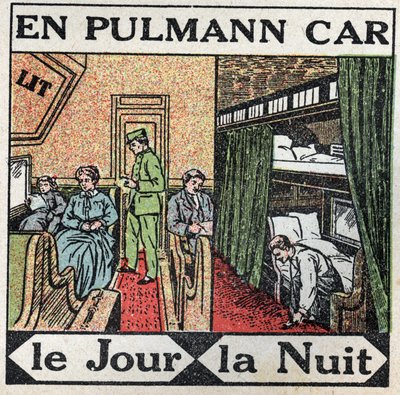 鉄道：プルマンカーの内部。1925年の匿名のイラスト。個人蔵。 作： Anonymous Anonymous