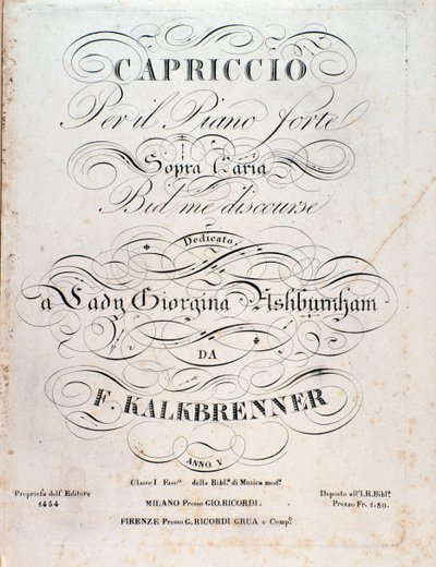 F Kalkbrenner作「Capriccio」の楽譜のタイトルページ。 作： Anonymous Anonymous