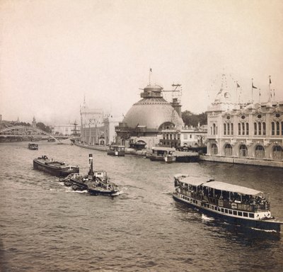 1900年の万国博覧会 - パリの万国博覧会（Exposition Universelle de 1900）。セーヌ川、左岸の全景 - 個人蔵 作： Anonymous Anonymous