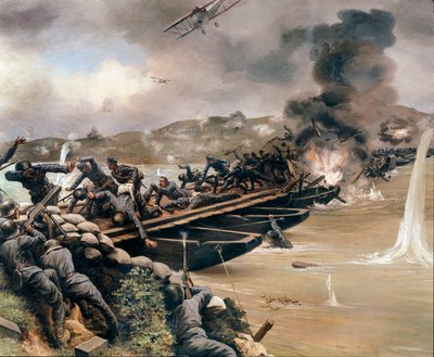 第一次世界大戦：1918年6月、ピアヴェ川の戦いまたは夏至の戦いまたは6月中旬の戦い（絵画 作： Anonymous Anonymous