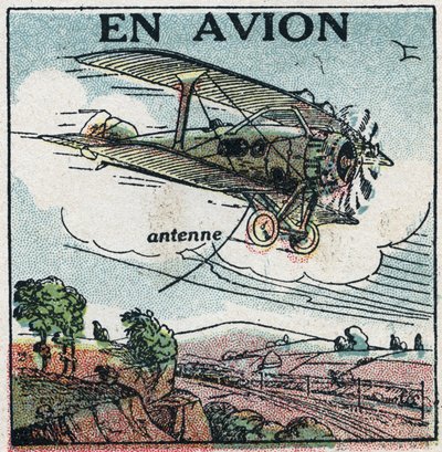 ワイヤレス・テレフォニー：飛行機で1925年の匿名のイラスト。個人蔵。 作： Anonymous Anonymous