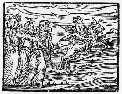 山羊に乗った魔女 - 魔女の悪事とその救済について書かれた「Compendium Maleficarum」 フランチェスコ・マリア・グアッツォまたはグアッチョまたはグアッチウス (15～16) 1608年 個人蔵 作： Anonymous Anonymous